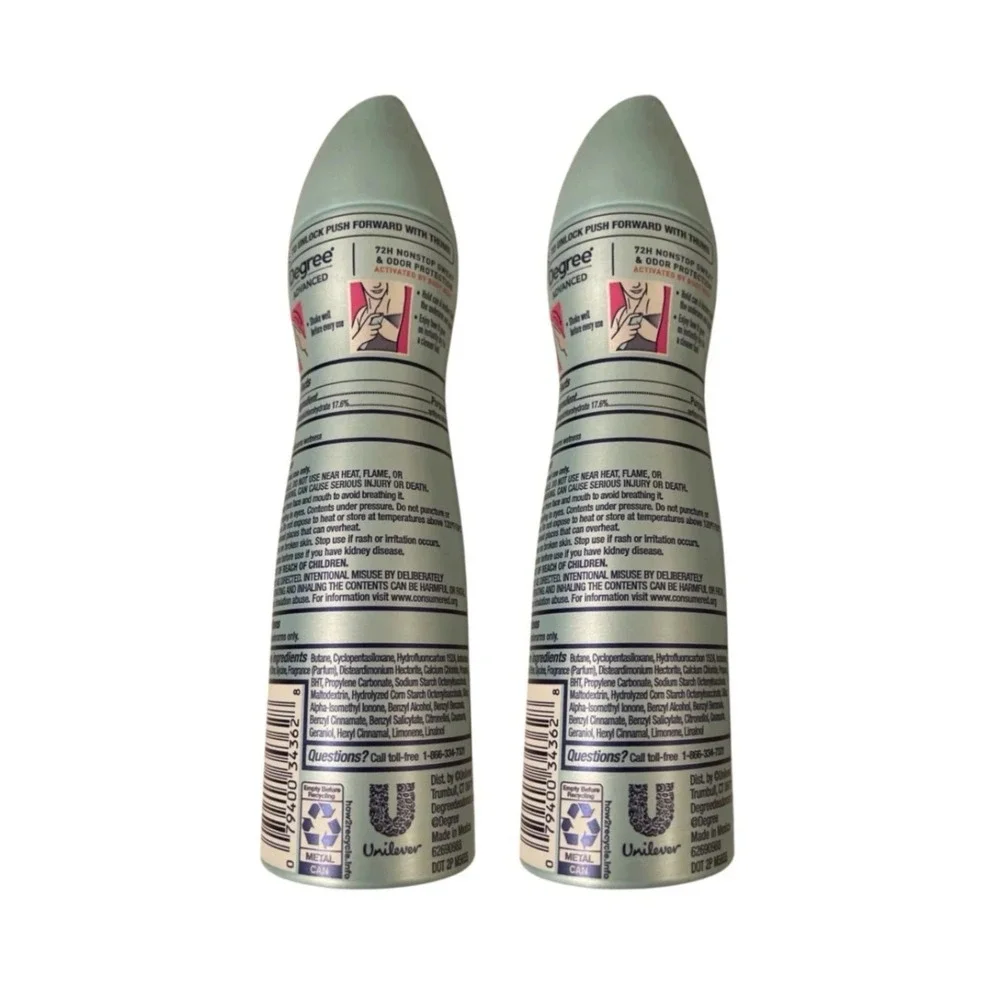 Degree Advanced Sheer‎ Powder Dry Spray Deodorant 3.8 oz 72H Protection Lot of 2